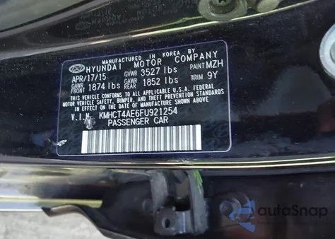 2015 Hyundai Accent Gls z USA, uszkodzony, nr VIN KMHCT4AE6FU921254